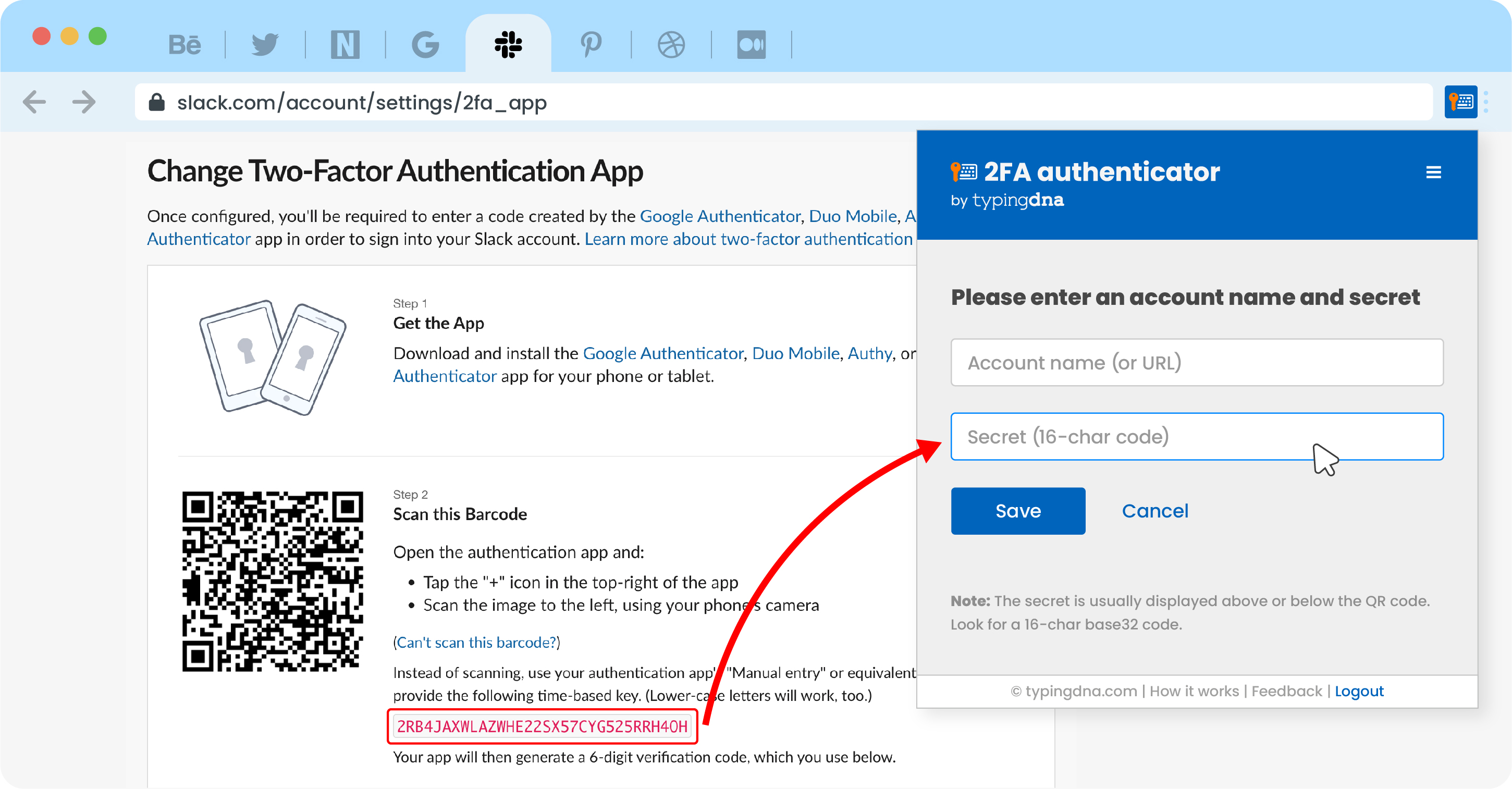 How To Add A Secret Key Manually TypingDNA Authenticator